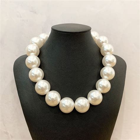 oversized pearl|oversized chunky pearl necklace.